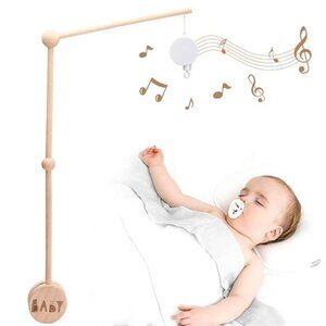 Baby Crib Mobile Arm Wooden Holder 30 inch Beech Hangers with Rotating Music Box